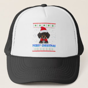 Frohe Weihnachten Dachshund Wiener Weihnachtsmann Truckerkappe