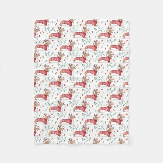 Frohe Weihnachten | Dackel Dog Weihnachtssüßer Fleecedecke (Vorderseite)