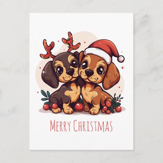 Frohe Weihnachten Dackel Hunde (Vorderseite)