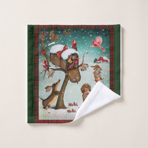 Frohe Weihnachten Dackel Hunde Liebhaber Geschenk Waschlappen
