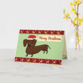 Frohe Weihnachten Dackel-Sankt Karte (Gelbe Blume)