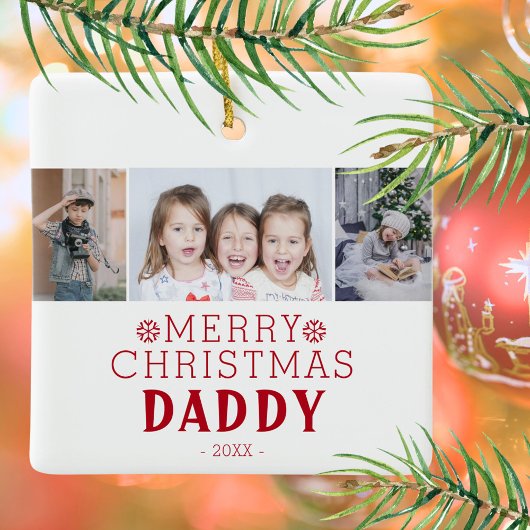 Frohe Weihnachten Daddy 3 Foto Collage Keramikornament