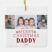 Frohe Weihnachten Daddy 3 Foto Collage Keramikornament (Vorderseite)