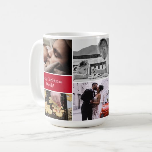 Frohe Weihnachten Daddy Custom Foto Collage Urlaub Kaffeetasse (Vorderseite Links)
