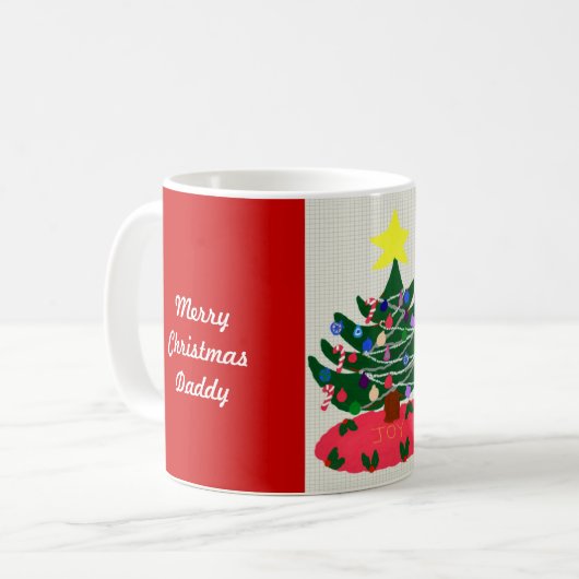 Frohe Weihnachten Daddy Decorated Tree Kaffeetasse (Vorderseite Links)