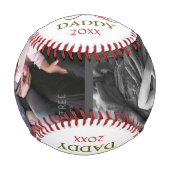Frohe Weihnachten Daddy Red Green Typografy Foto Baseball (Vorderseite)