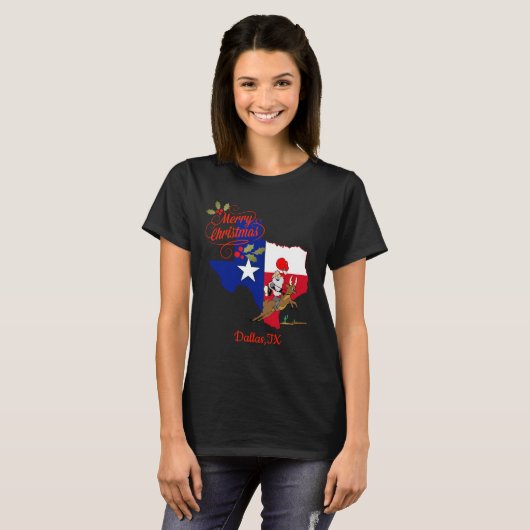 Frohe Weihnachten Dallas Texas T-Shirt (Vorne ganz)