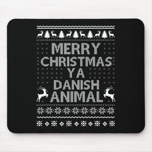 Frohe Weihnachten Dänemark Dänemark Animal Fa Mousepad (Vorne)