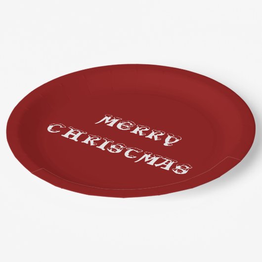 Frohe Weihnachten Dark Red Pappteller (Schrägansicht)