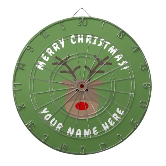 Frohe Weihnachten Dartboard mit Rudolf das Ren Dartscheibe (vorne)