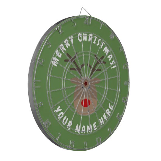 Frohe Weihnachten Dartboard mit Rudolf das Ren Dartscheibe (Vorderseite Links)
