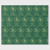 Frohe Weihnachten Deer Gold Green Moderne Geschenkpapier (Flach)