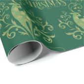 Frohe Weihnachten Deer Gold Green Moderne Geschenkpapier (Rolleneckpunkt)