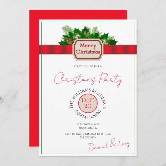 "Frohe Weihnachten" Dekoration Weihnachten Party Einladung (Vorne/Hinten)