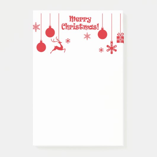 Frohe Weihnachten, dekorativer roter Text, Post-it Klebezettel (Vorderseite)