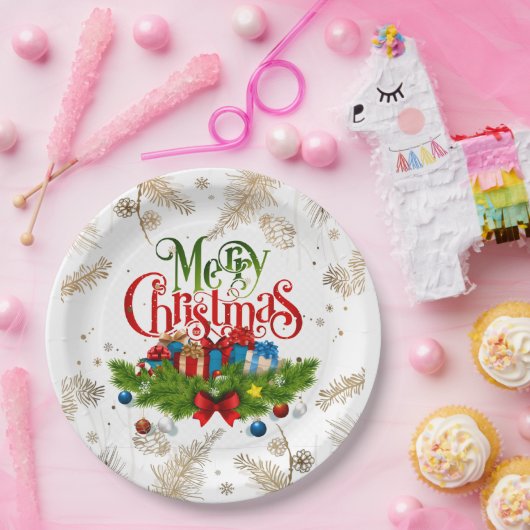 Frohe Weihnachten, dekoratives Design, Pappteller (Party)