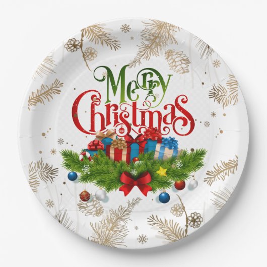 Frohe Weihnachten, dekoratives Design, Pappteller (Vorderseite)