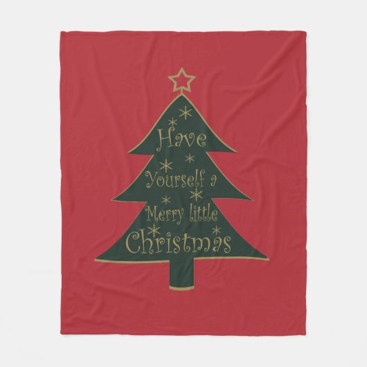 Frohe Weihnachten dekoriert Kiefer Baum Fleecedecke (Vorderseite)