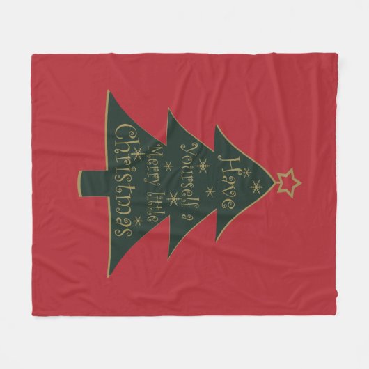 Frohe Weihnachten dekoriert Kiefer Baum Fleecedecke (Vorderseite (Horizontal))