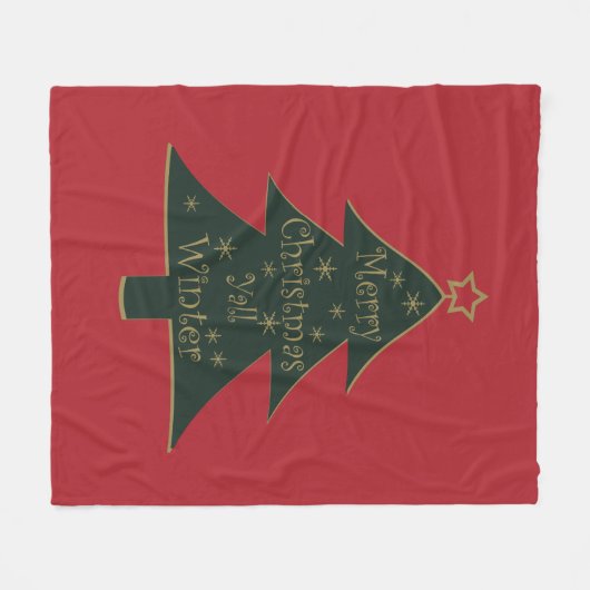 Frohe Weihnachten dekoriert Kiefer Baum Fleecedecke (Vorderseite (Horizontal))