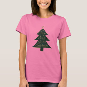 Frohe Weihnachten dekoriert Kiefer Baum T-Shirt