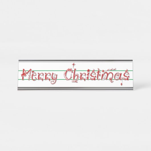 Frohe Weihnachten dekoriert Text-Schreibtisch-Zeic Schreibtischnamensplakette (Vorderseite )