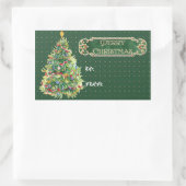 Frohe Weihnachten dekoriert Tree Star Gold Swirl Rechteckiger Aufkleber (Tasche)