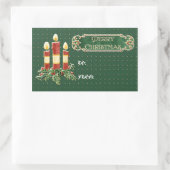 Frohe Weihnachten dekoriert Tree Star Gold Swirl Rechteckiger Aufkleber (Tasche)