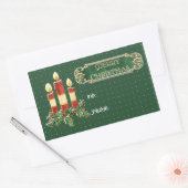 Frohe Weihnachten dekoriert Tree Star Gold Swirl Rechteckiger Aufkleber (Umschlag)