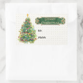 Frohe Weihnachten dekoriert Tree Star Gold Swirl Rechteckiger Aufkleber (Tasche)