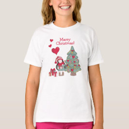 Frohe Weihnachten - dekorierte Bäume und Mädchen T-Shirt
