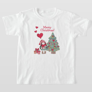 Frohe Weihnachten - dekorierte Bäume und Mädchen T-Shirt