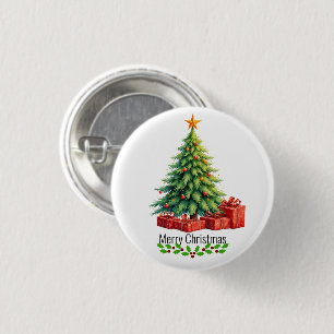 Frohe Weihnachten, dekorierter Baum, Button