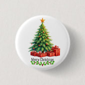 Frohe Weihnachten, dekorierter Baum, Button (Vorderseite)