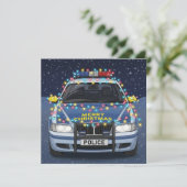 Frohe Weihnachten dekoriertes Polizeiauto (Stehend Vorderseite)