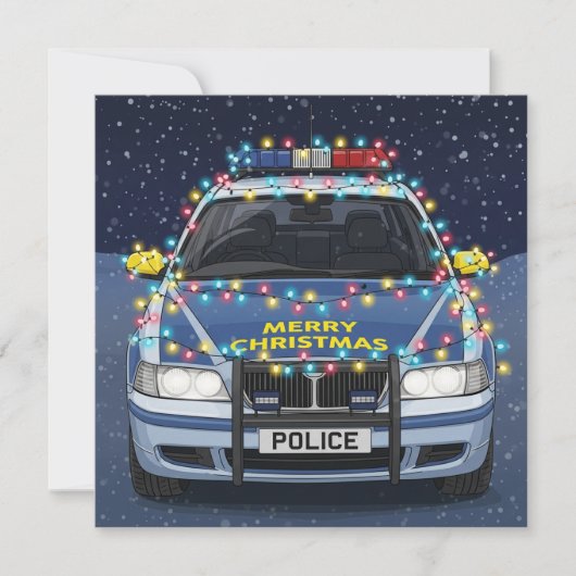 Frohe Weihnachten dekoriertes Polizeiauto (Vorderseite)