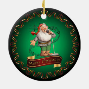 Frohe Weihnachten ~ Der singt Elf des Weihnachtsma Keramik Ornament