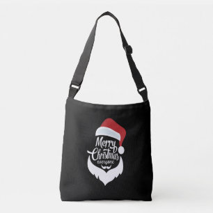Frohe Weihnachten Der Weihnachtsmann sagt frohe Tragetaschen Mit Langen Trägern