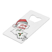 Frohe Weihnachten der Weihnachtsmannmütze Südliche Geldbeutel Flaschenöffner (Rückseite Schrägansicht)