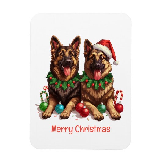 Frohe Weihnachten Deutsche Schäferhunde Magnet (Vertikal)