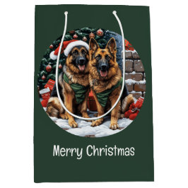 Frohe Weihnachten Deutsche Schäferhunde Mittlere Geschenktüte