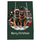 Frohe Weihnachten Deutsche Schäferhunde Mittlere Geschenktüte (Rückseite)