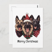 Frohe Weihnachten Deutsche Schäferhunde Postkarte (Vorne/Hinten)
