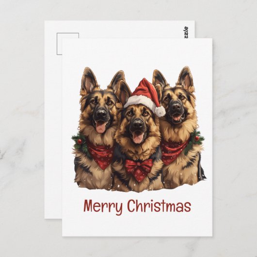 Frohe Weihnachten Deutsche Schäferhunde Postkarte (Vorne/Hinten)