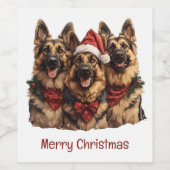 Frohe Weihnachten Deutsche Schäferhunde Weinetikett (Einzelnes Label)