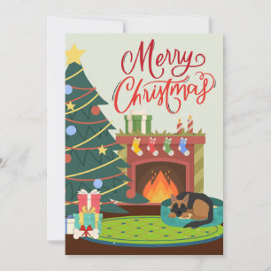 Frohe Weihnachten Deutscher Schäferhund Kamin Weih