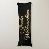 Frohe Weihnachten Deutscher Weihnachtsschwarz und Seitenschläferkissen (Vorderseite Vertikal)