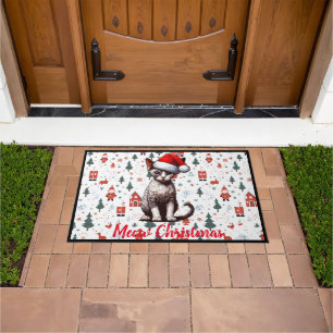 Frohe Weihnachten Devon Rex Katze, Xmas Weihnachts Fußmatte