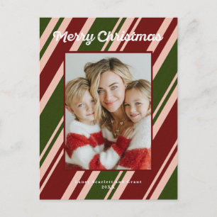 Frohe Weihnachten diagonale Streifen Postkarte