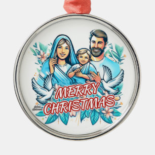Frohe Weihnachten - Die heilige Familie - Geburt Ornament Aus Metall